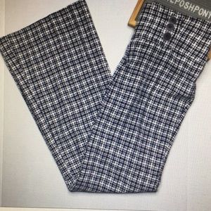Zara button front tweed flare leg trousers